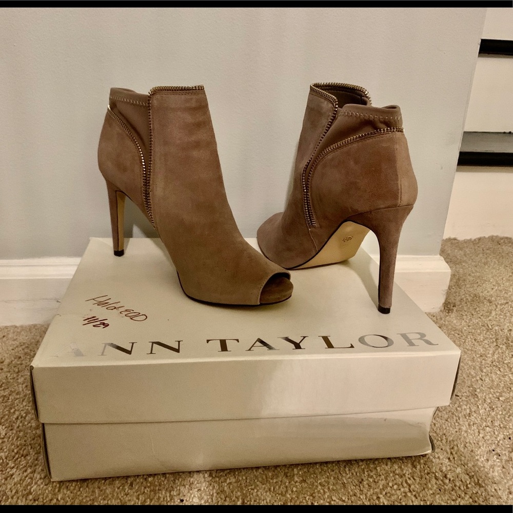 Ann Taylor open toed heeled booties